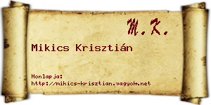 Mikics Krisztián névjegykártya
